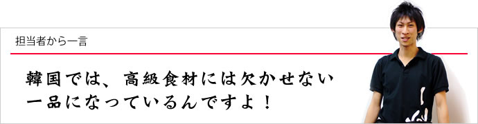 担当者から一言：韓国では、高級食材には欠かせない一品になっているんですよ！